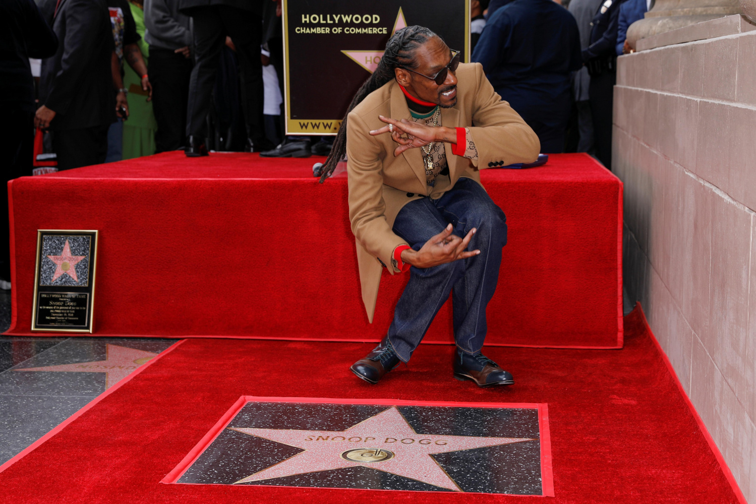 Rapper Snoop Dogg receives his star on the Hollywood Walk of Fame in Los Angeles. Rapper Snoop Dogg receives his star on the Hollywood Walk of Fame in Los Angeles.