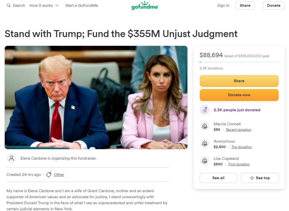 Donald Trump Supporters Rally Financial Aid with GoFundMe Amid $355M Fine